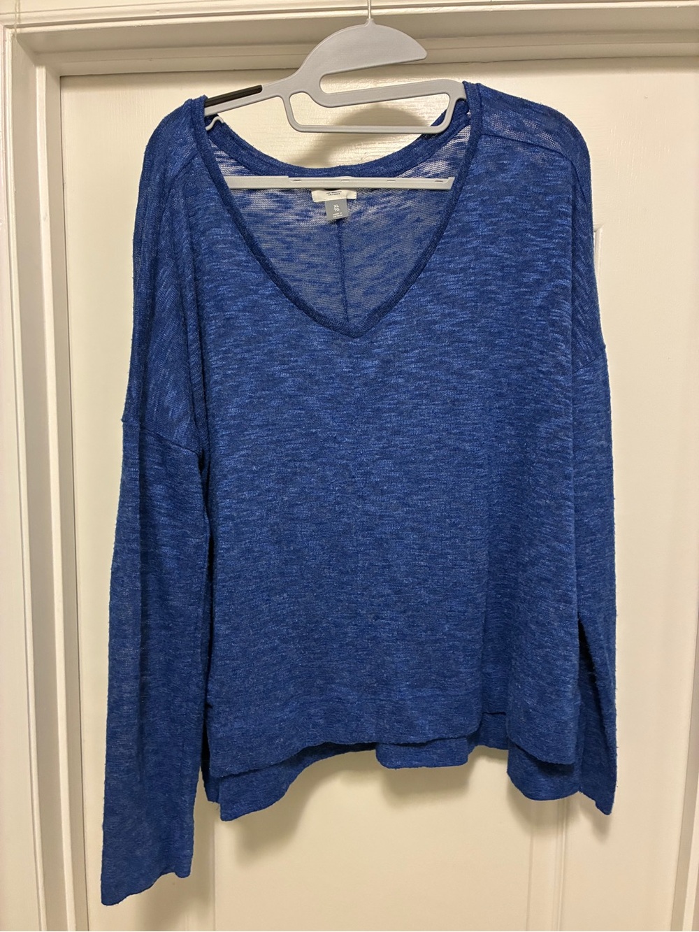 Old Navy Royal Blue Semi-Sheer V-Neck Long Sleeve Top